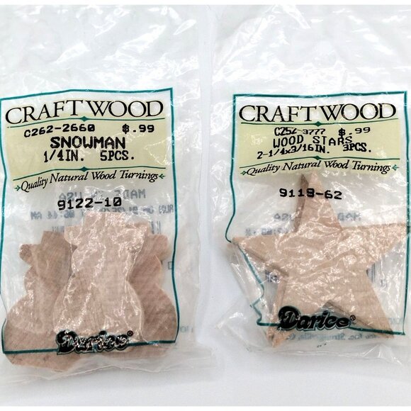 Darice Craftwood Walnut Hollow Hearts Stars Snowmen Reindeer Craft Supply Lot - Picture 3 of 5